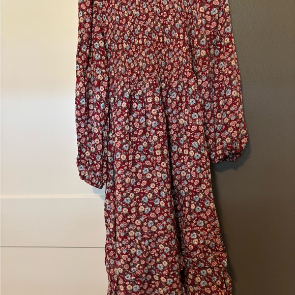 Pinkblush | Dresses | Burgundy Floral Smocked Long Sleeve Maternity ...